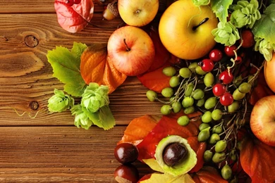 Many autumn products fruits wallpaper 5120x2880.jpg
