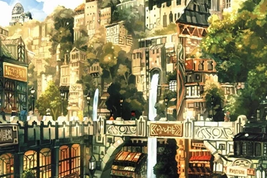 Anime City Painting HD Desktop Wallpapers : Widescreen : Fullscreen ...