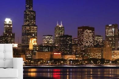 CHICAGO NIGHT SKYLINE Wall Mural