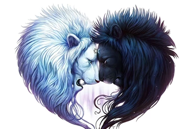 Download Wallpapers 2560x1440 Digital Art, White Lion, Black Lion ...