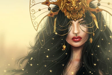 Download Wallpapers 2560x1600 Girl, Mask, Lion, Makeup, Art ...