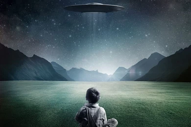 Boy And UFO iPad Air Wallpapers Download