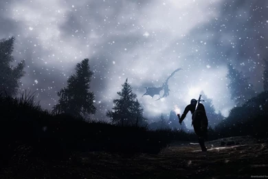 Download 1600x900 Skyrim Starry Night Wallpapers