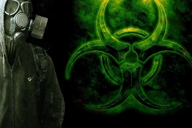 GREEN TOXIC GAS MASK WALLPAPER   (
