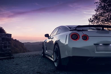 Download Wallpapers Nissan, R35, Gtr, White, Lights, Nigth, Rear ...