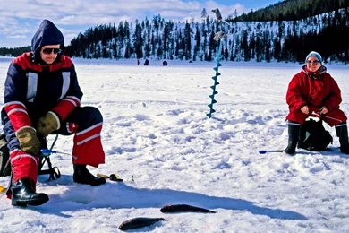 Ice fishing Safari On Lake Inarinjärvi   Kakslauttanen