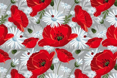 Vintage Red Flowers iPhone Wallpapers