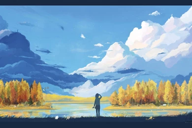 Anime Art Scenery With Girl Wallpapers Desktop