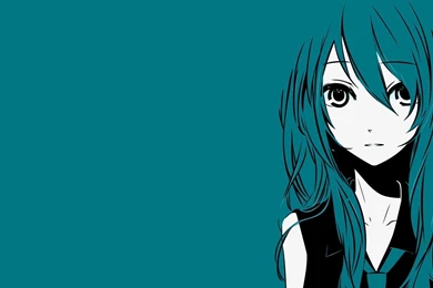 Hatsune Miku, Manga Anime Wallpaper, Blue Background, Cute Girl