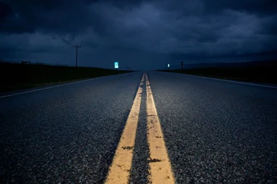 Lonely highway at night wallpaper 3