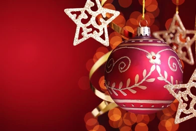 Stars With Red Christmas Ball Wallpapers