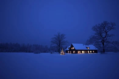 1600x900 Snow House Christmas Wallpapers
