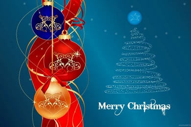 Download 1600x900 Merry Christmas With Colorful Spheres Wallpapers
