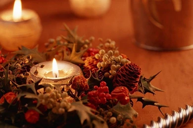 Flowers Christmas Objects Candles Ornaments Decorations Wallpapers ...