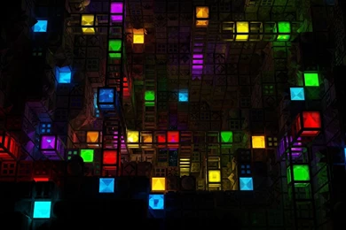 Abstract 3d Cg Digital Art Colors Cubes Square Shapes Pattern Dark ...