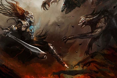 Fighting The Dark Monsters Wallpapers Fantasy Wallpapers