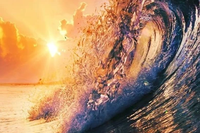 Golden Surfing Wave Sunset iPhone 6 Wallpapers