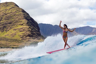 Surfing Ocean Girl Surfing Mountain R Wallpapers