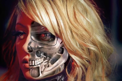Download Wallpapers 3840x2400 Robot, Cyborg, Girl, Face, Hair ...