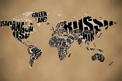 World Map Made From Pieces Of Old Newspaper