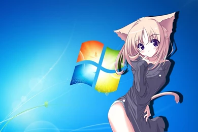 Anime Cat Girl With Windows7 Backgrounds Wallpapers