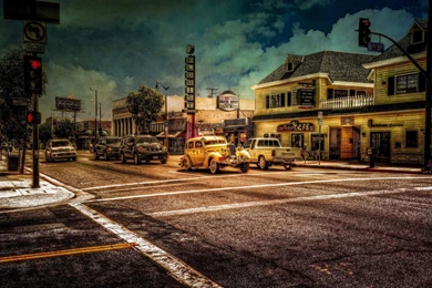 Retro City Painting HD Awe inspiring Wallpapers Free HD Wallpapers ...