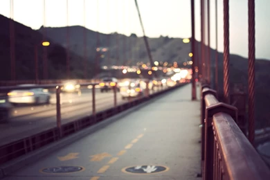 Download Wallpapers 3840x2160 City, Bridge, Rail, Fog, Blurred ...