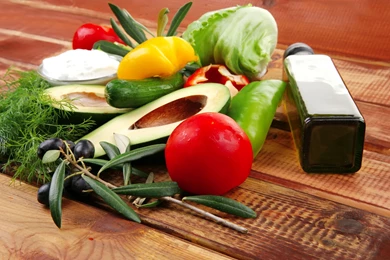 Download Wallpapers 3840x2400 Tomato, Avocado, Olives, Peppers ...