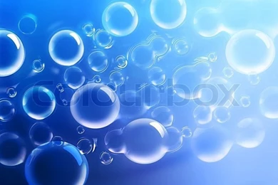 Abstract Blue Bubbles Isolated On White Backgrounds