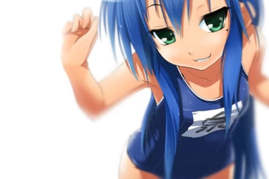 Izumi Konata Lucky Star School Swimsuits Simple Backgrounds ...