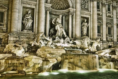Fontana Di Trevi At Night, Rome, Italy