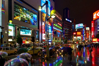 Japan City Streets At Night   Wallpaper.
