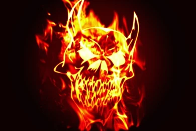 aggressive chains skull and fire desktop background