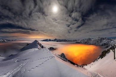 Snowy Mountain Sunset Wallpapers