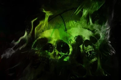 Green Flaming Skulls
