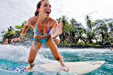 SURFER GIRL HAVING FUN WALLPAPER   (