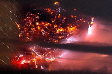 Lightning Storm Volcano Wallpaper.