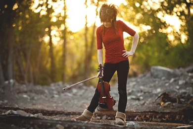 Download 1920x1080 Lindsey Stirling Checking Out Her Feet Wallpapers