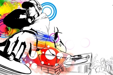 Dj With Retro Backgroung Wallpapers