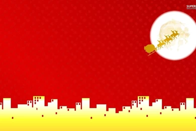 Santa's Sleigh Over The City Wallpapers   Holiday Wallpapers