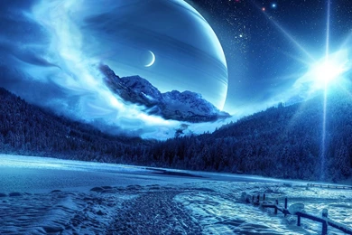 Download Wallpapers 2560×1440 Winter Night Mountains Road