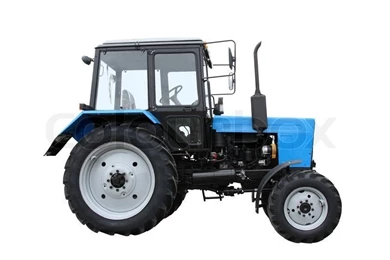 Blue Tractor Separately On A White Backgrounds Stock Photo