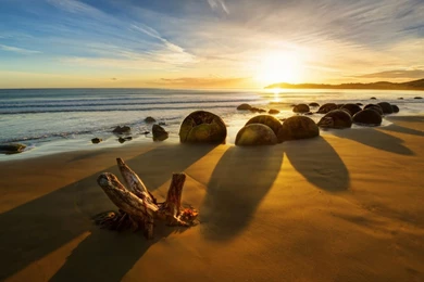 New Zealand Ocean Sunrise Rocks Coastline Wallpapers HD 1920x1080
