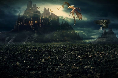 Dragons Attacking The Castle Wallpapers   Fantasy Wallpapers