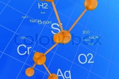 Abstract 3d Illustration Of Chemistry Background, Blue And Orange ...