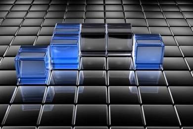 Black And Blue Translucent Cubes iPad Wallpapers Download