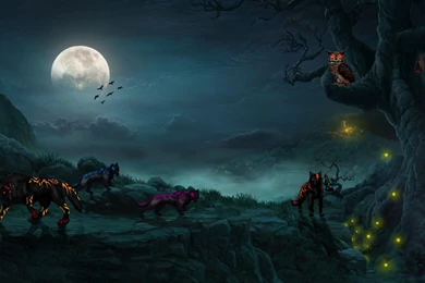Other: Wolf Backgrounds Full Moon Night Dark Mystical Mist Phone ...