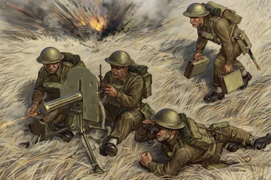 Download Wallpapers Art, The Soldiers, The British Machine Gun With ...