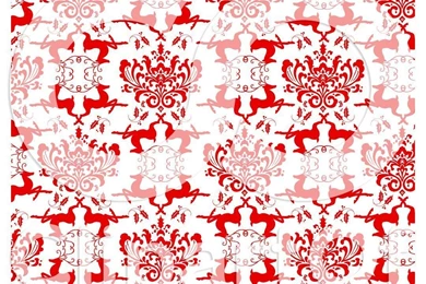 Clipart Of A Red Christmas Reindeer Damask Backgrounds 1   Royalty ...