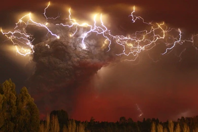 Volcano Mountain Lava Nature Landscape Mountains Fire Lightning ...